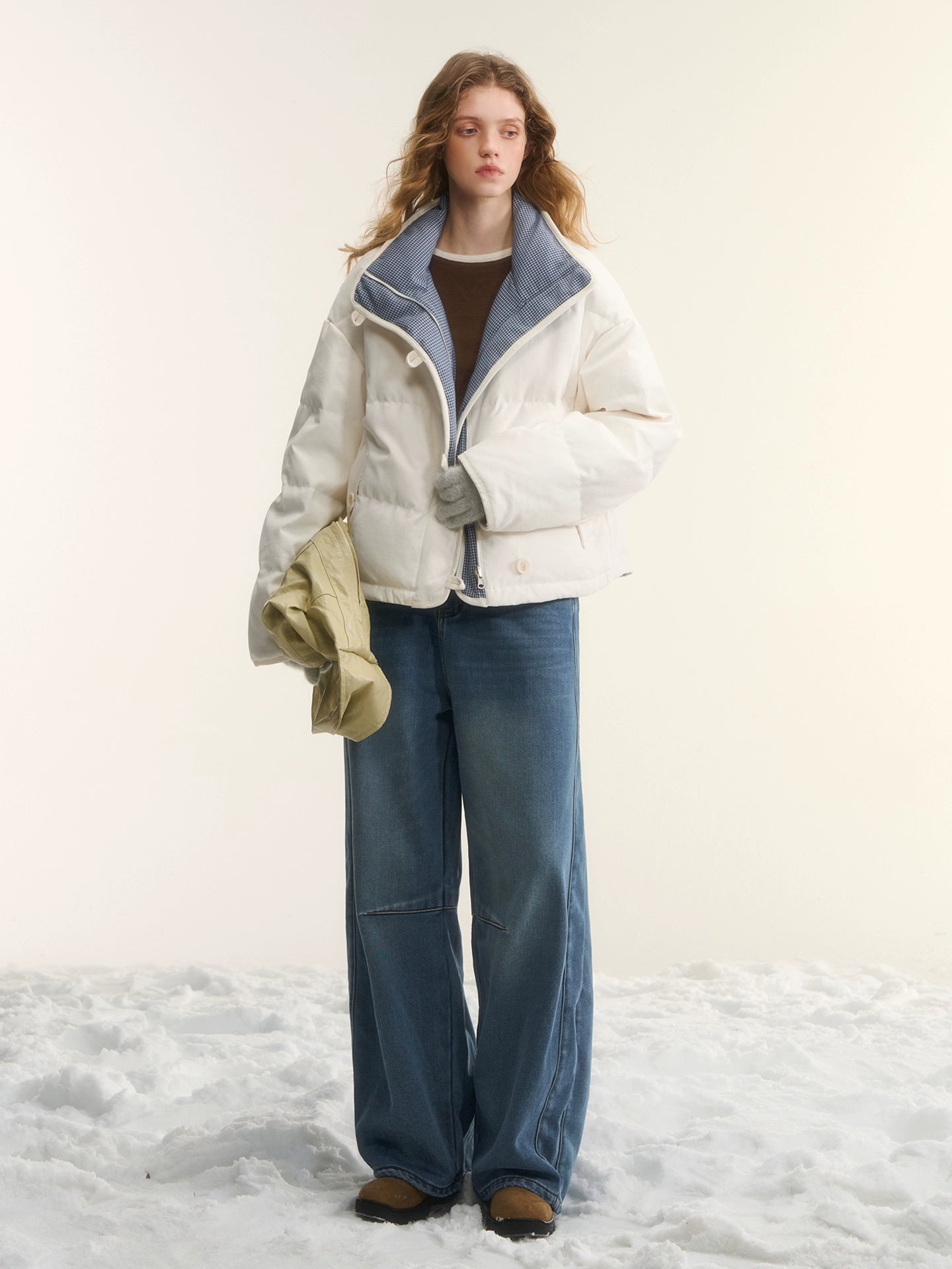 Washed Sculpted Loose-Fit Denim Trousers