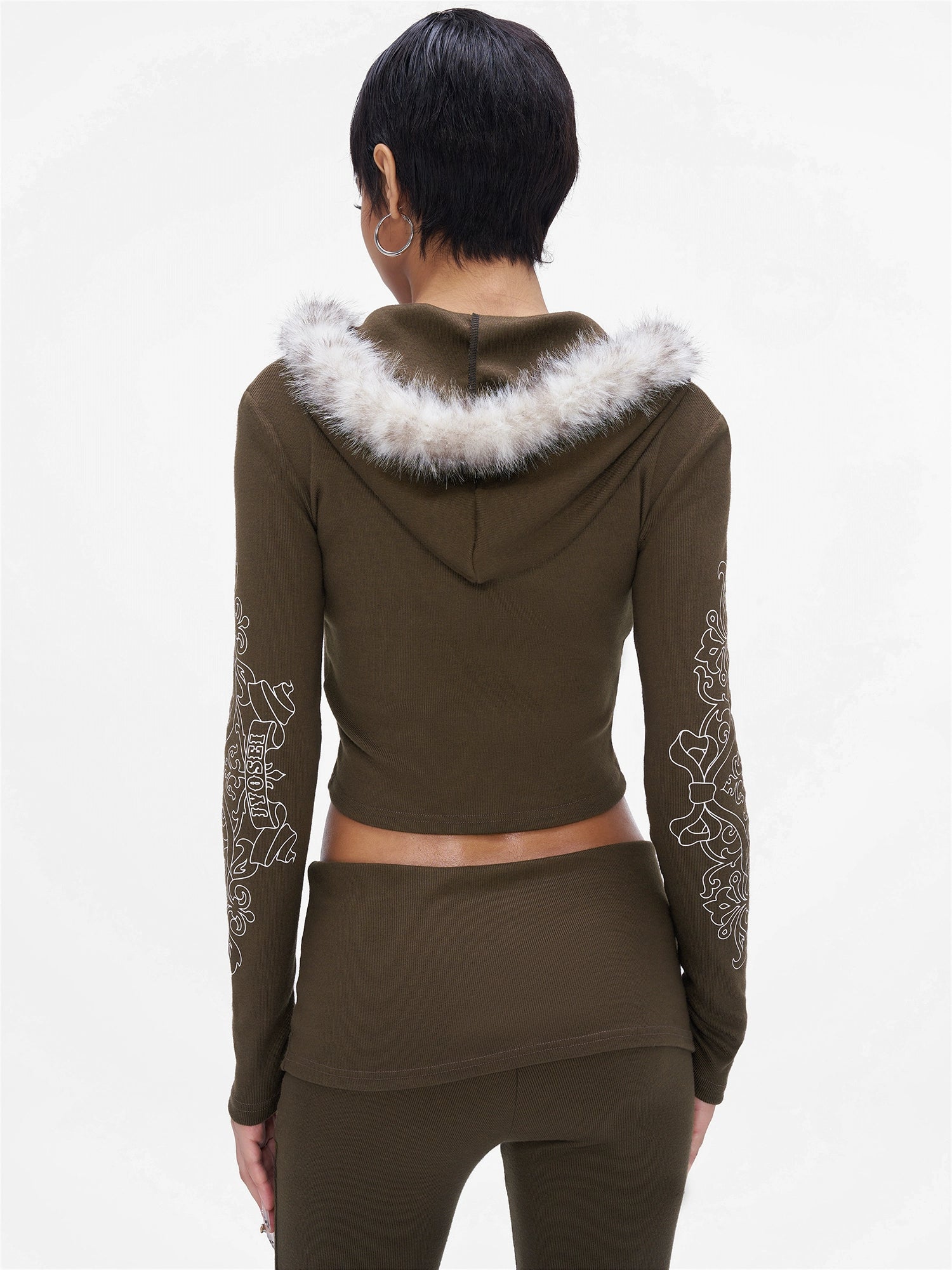 Knit Hooded Top & Flare Pants Set