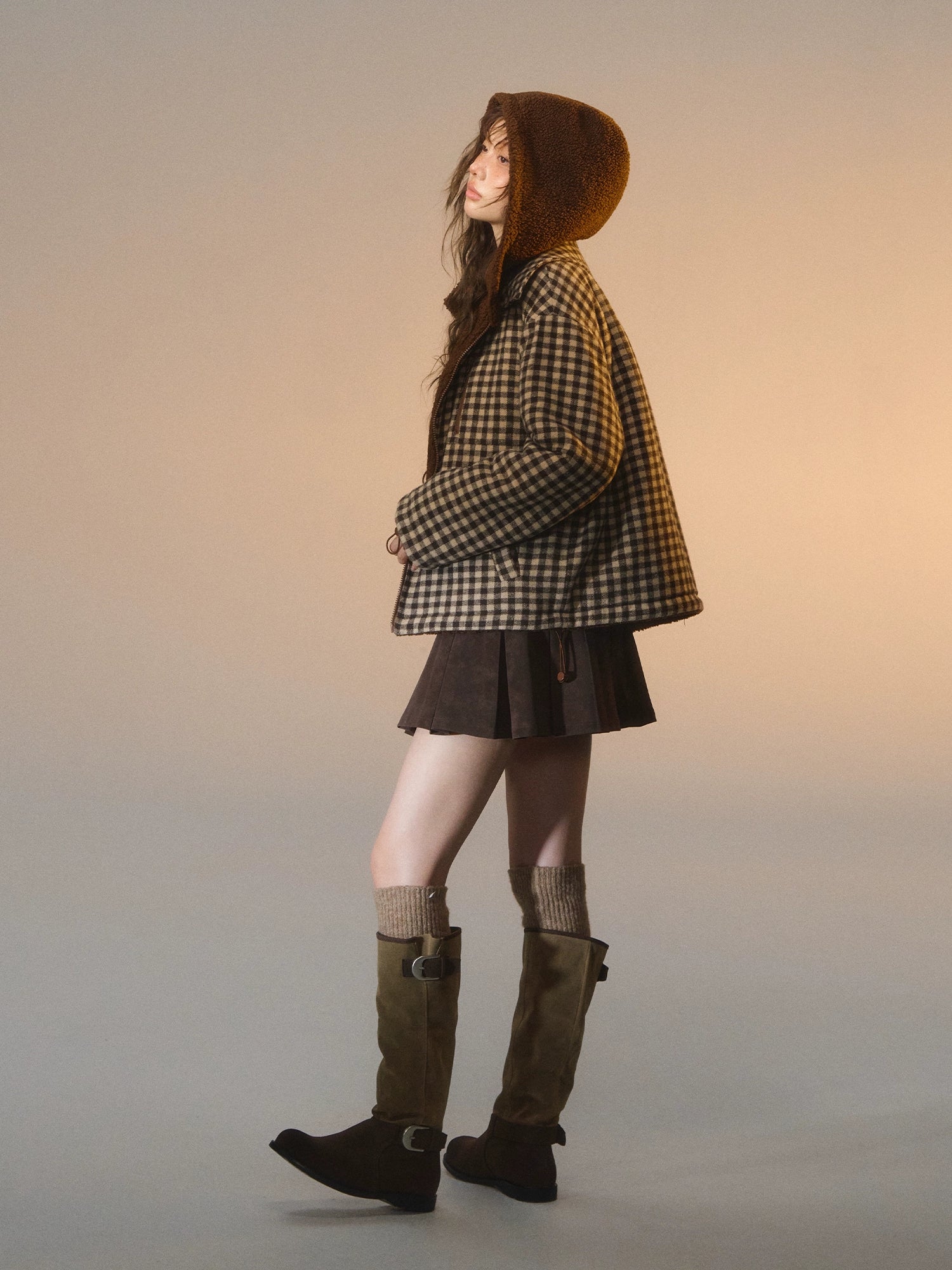 Reversible Plaid Fleece Patchwork Jacket