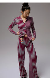 Reversible Striped Cardigan & Pants Set - CHINASQUAD