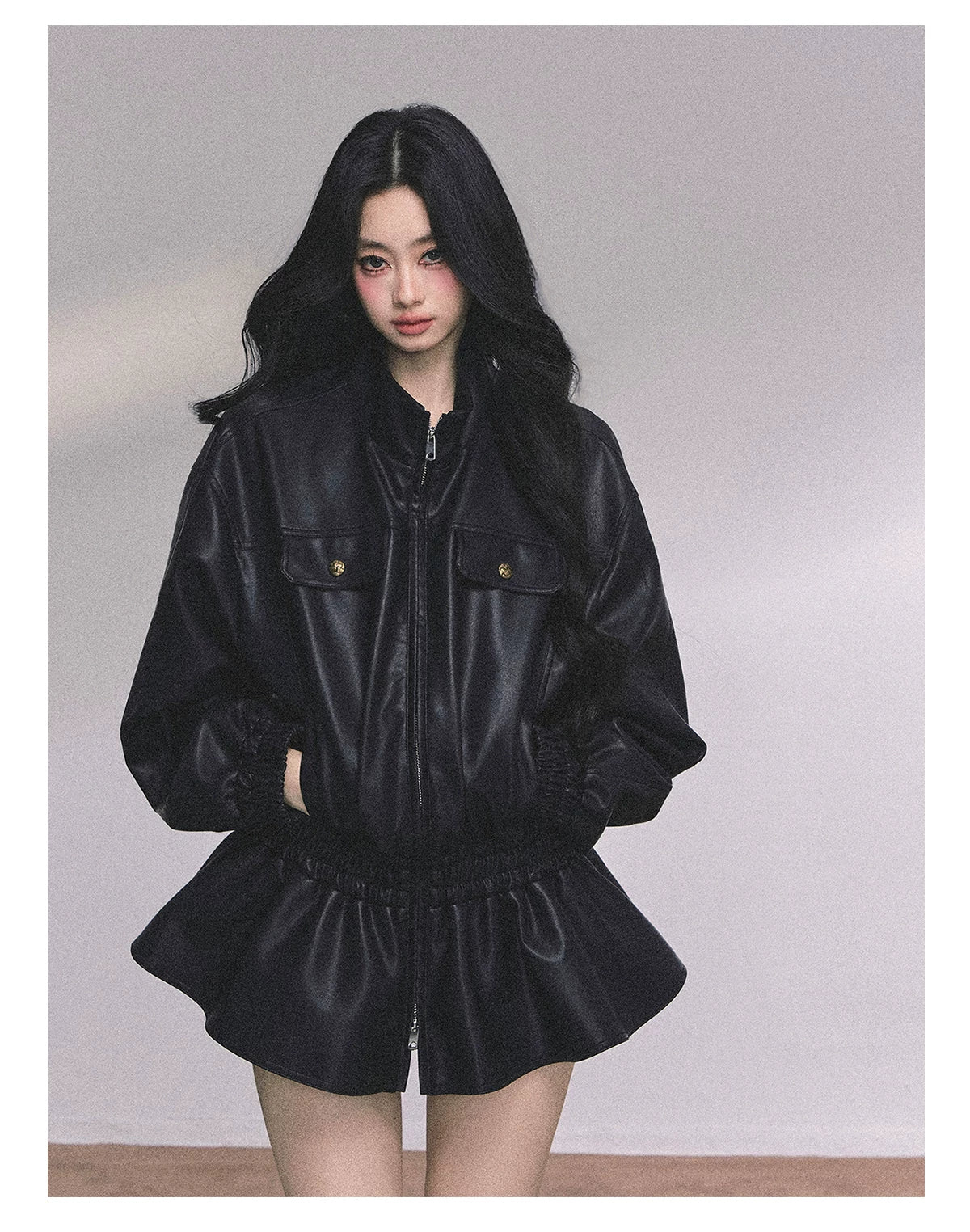 Desert Edge PU Leather Stand-Collar Jacket