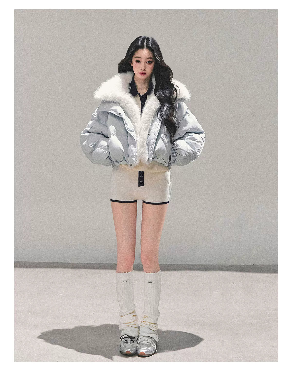 Short White Duck Down Puffer Jacket