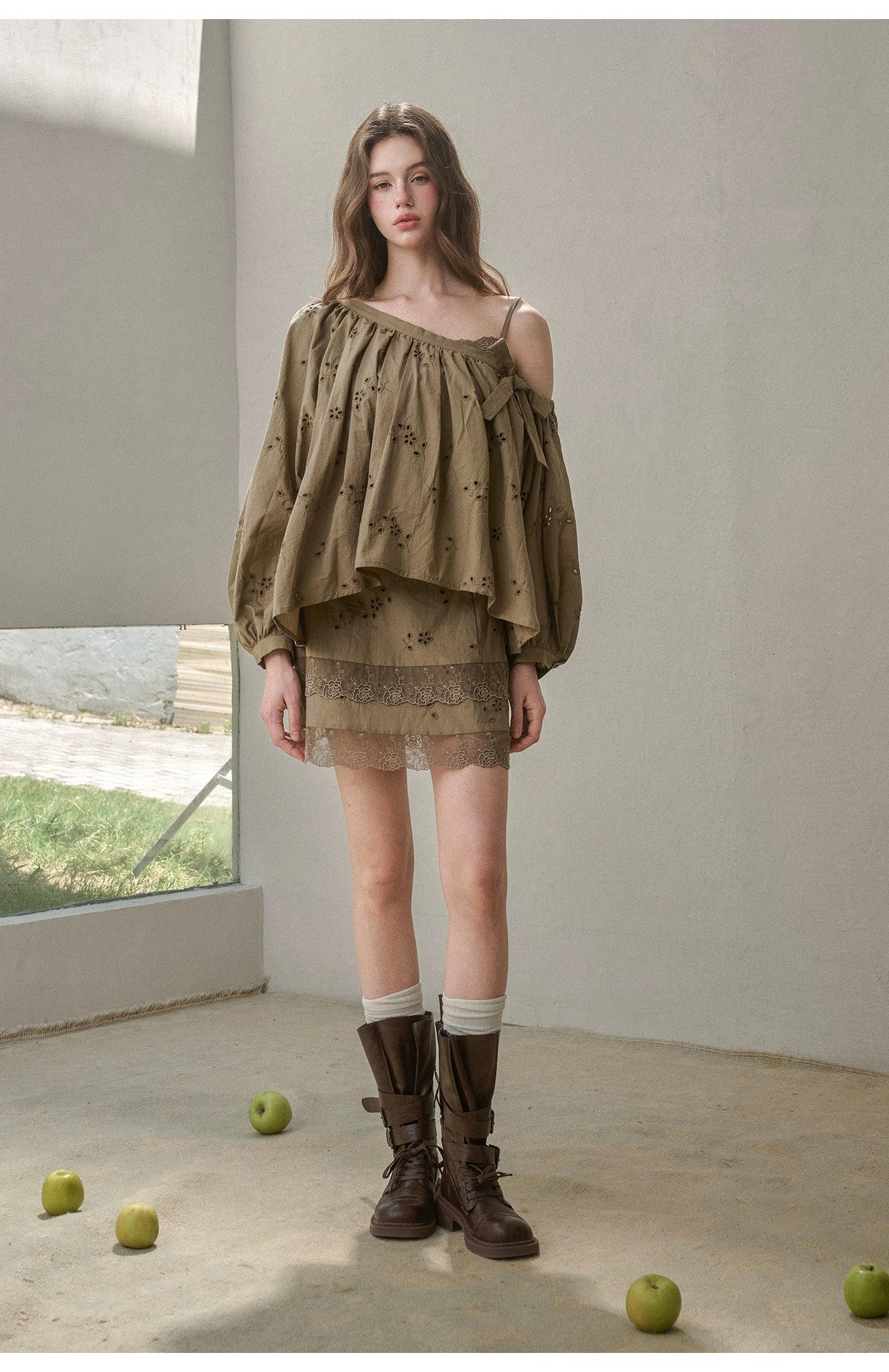 Cotton Embroidered Lace Slip Dress