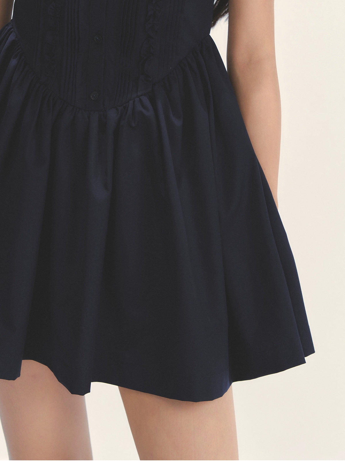 Miu-style Fake Two-piece Navy Blue Dress - CHINASQUAD
