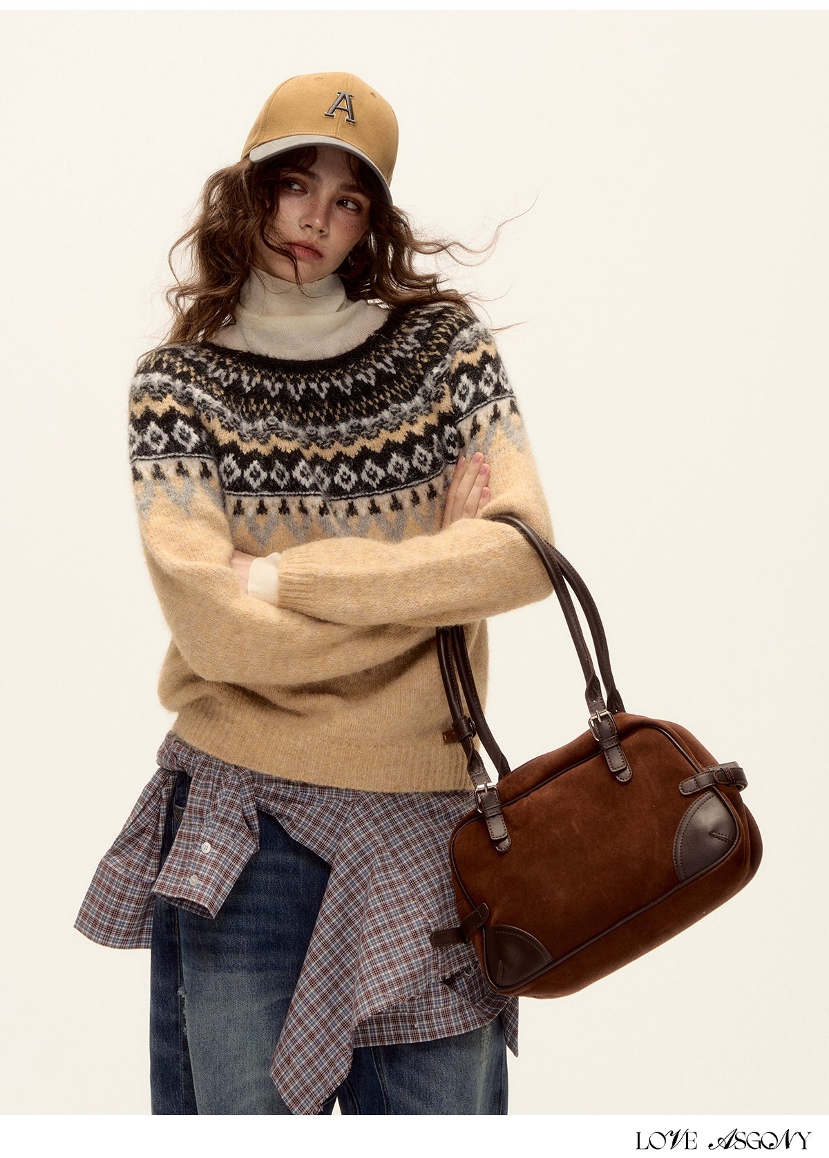 Asgony Retro Contrast Lettering Baseball Cap