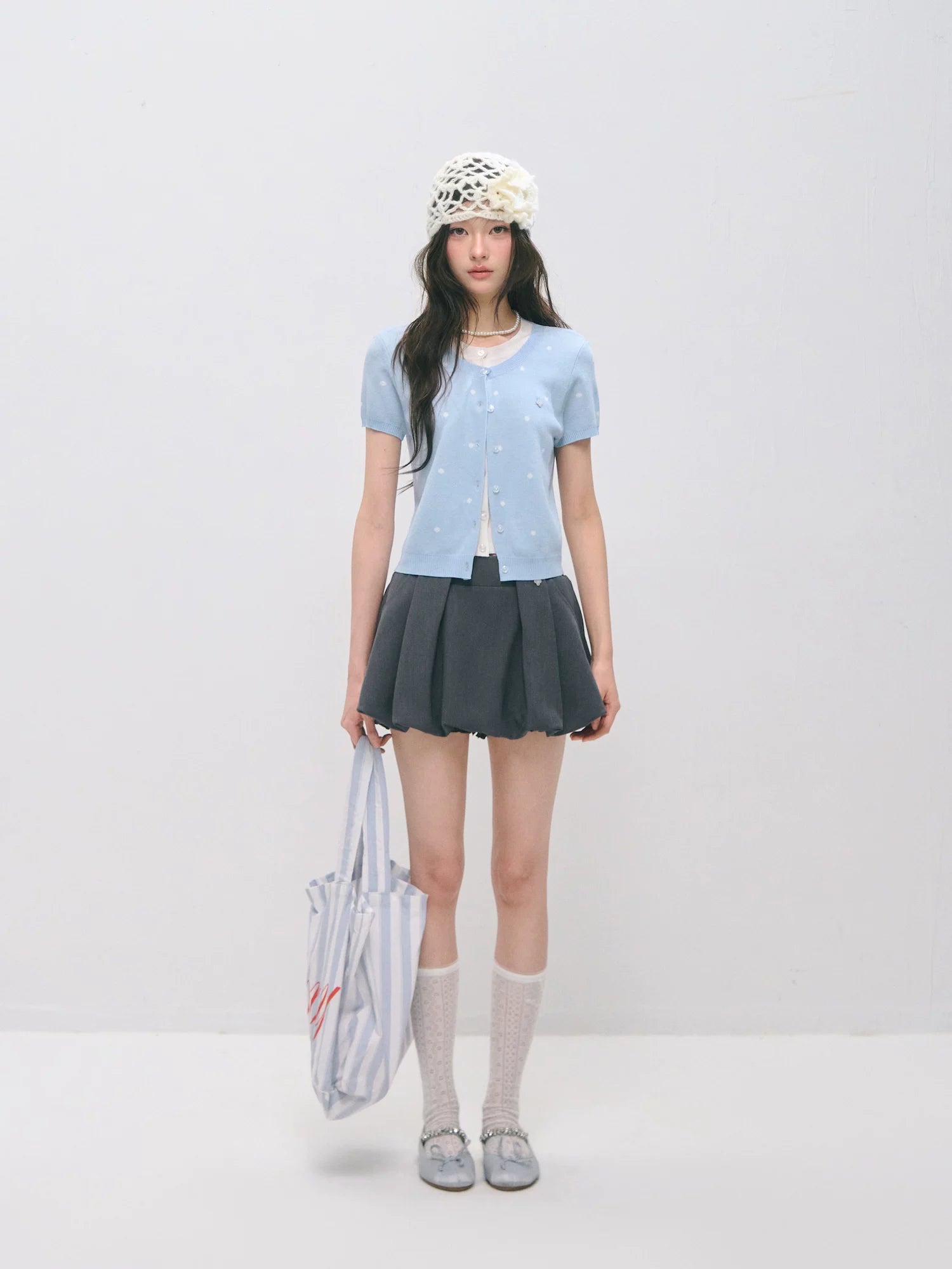 Preppy Pleated Bubble Mini Skirt