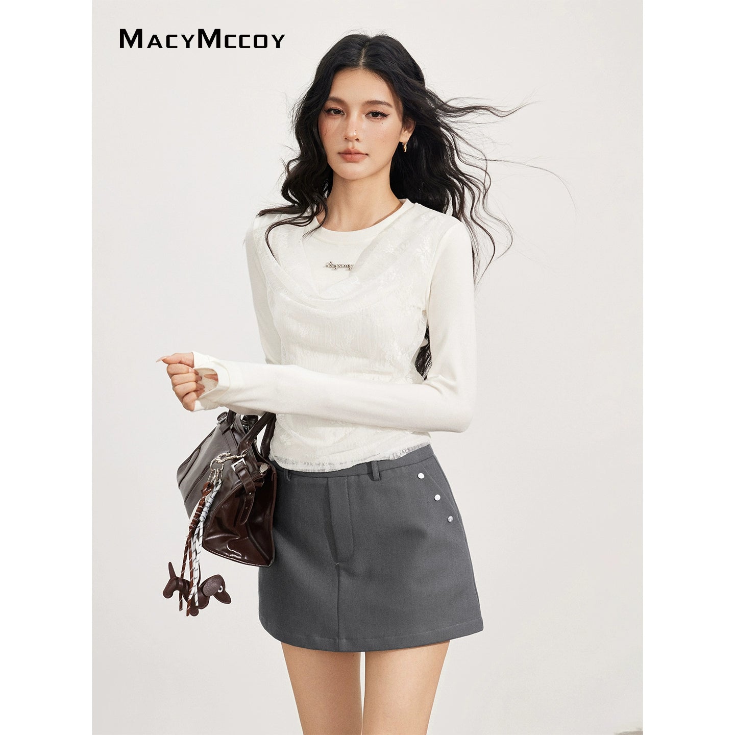 Lace Panel Layered Blouse - CHINASQUAD