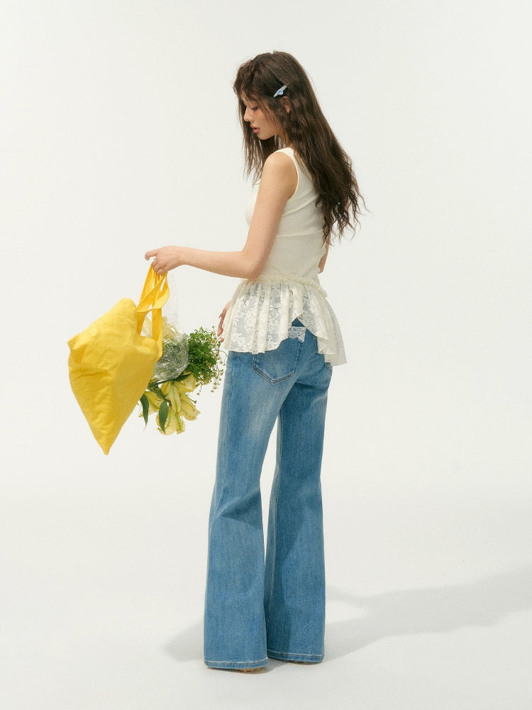 Lace-Edge Irregular Patchwork Vest