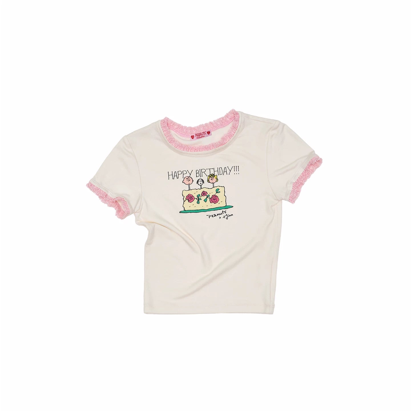 Snoopy Collaboration Lace-Trim Fitted Graphic T-Shirt