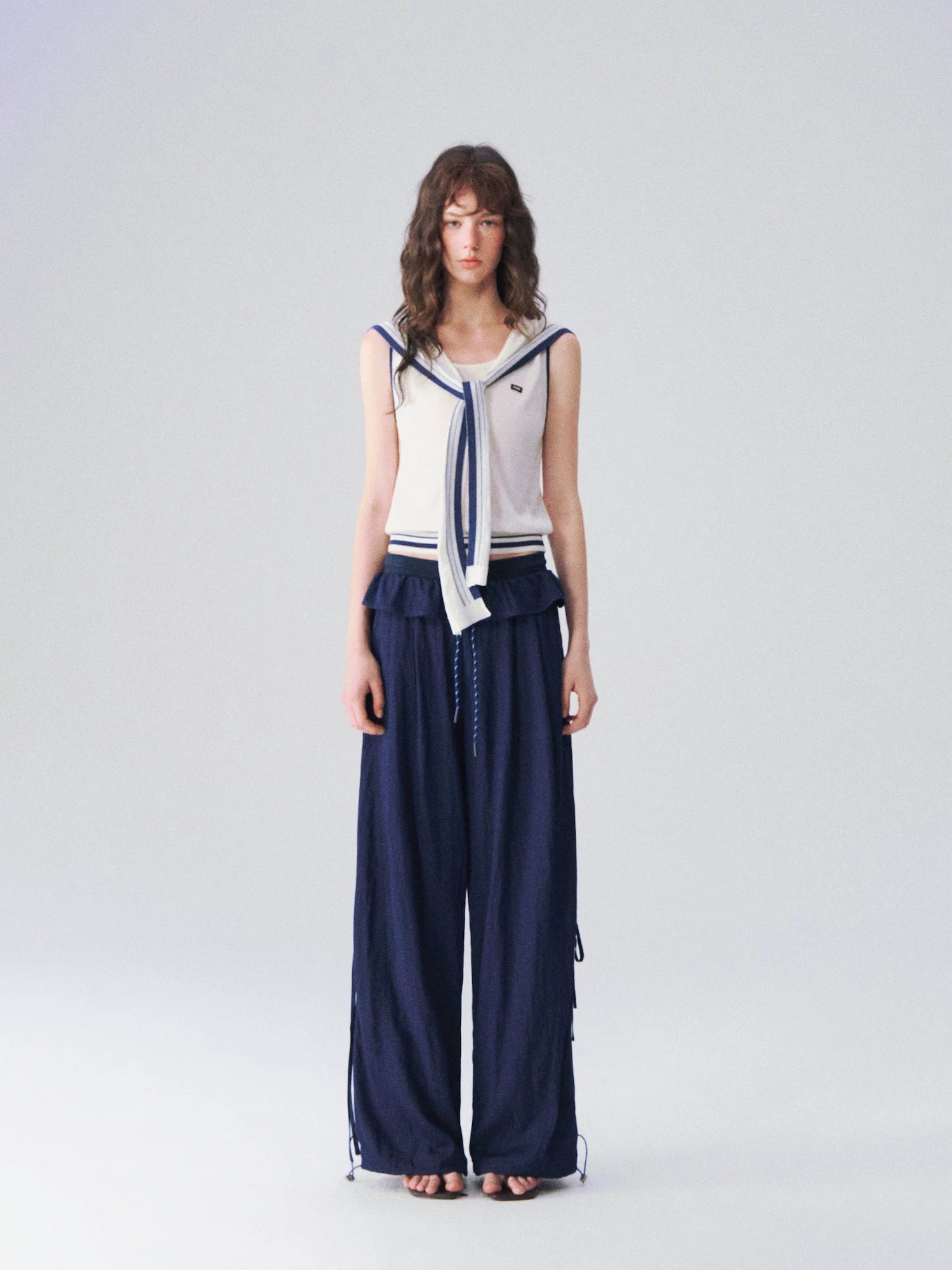 Nautical-Inspired Minimalist Knit Tank Top