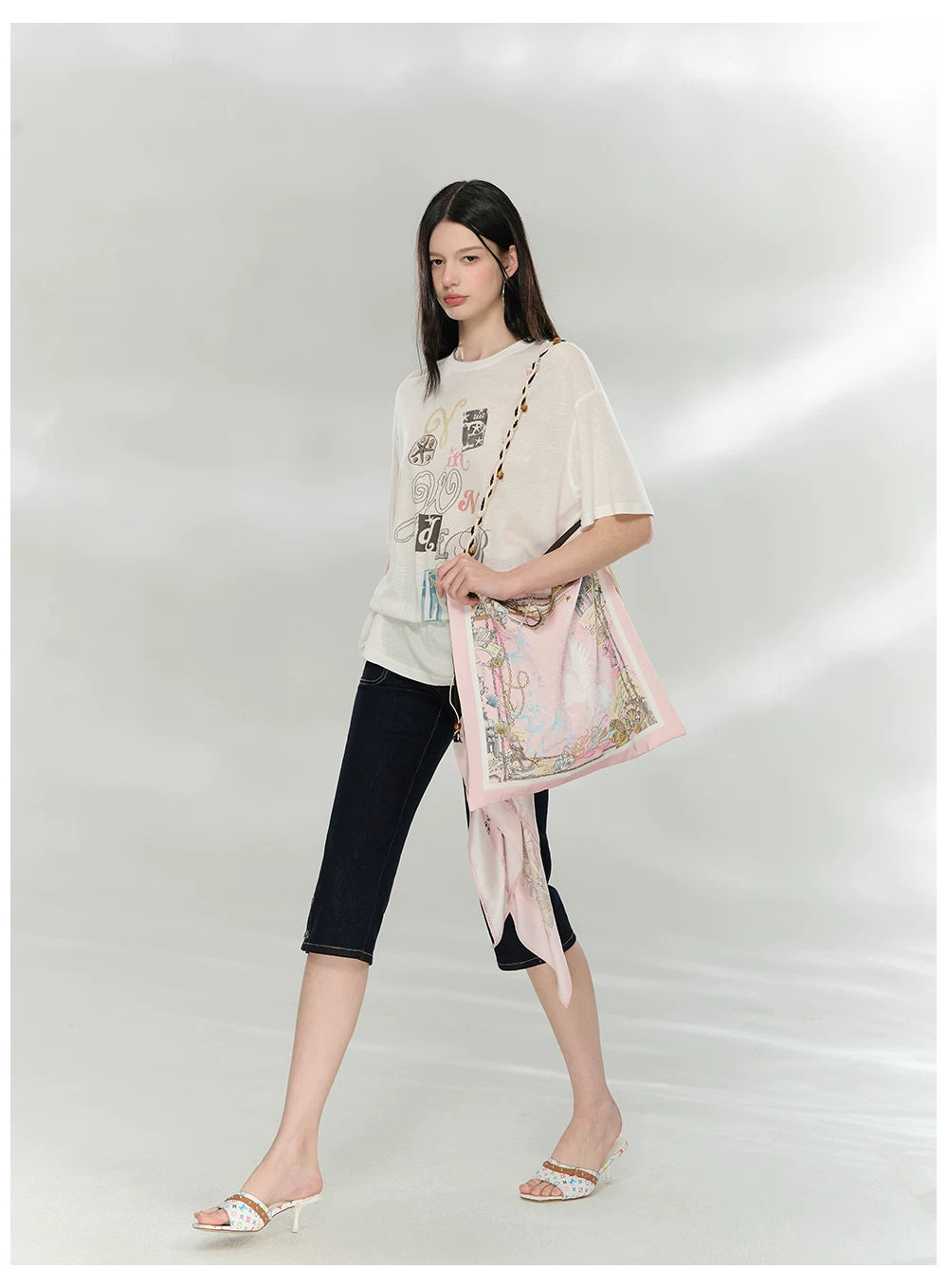 Oversized Printed Linen-Blend T-Shirt