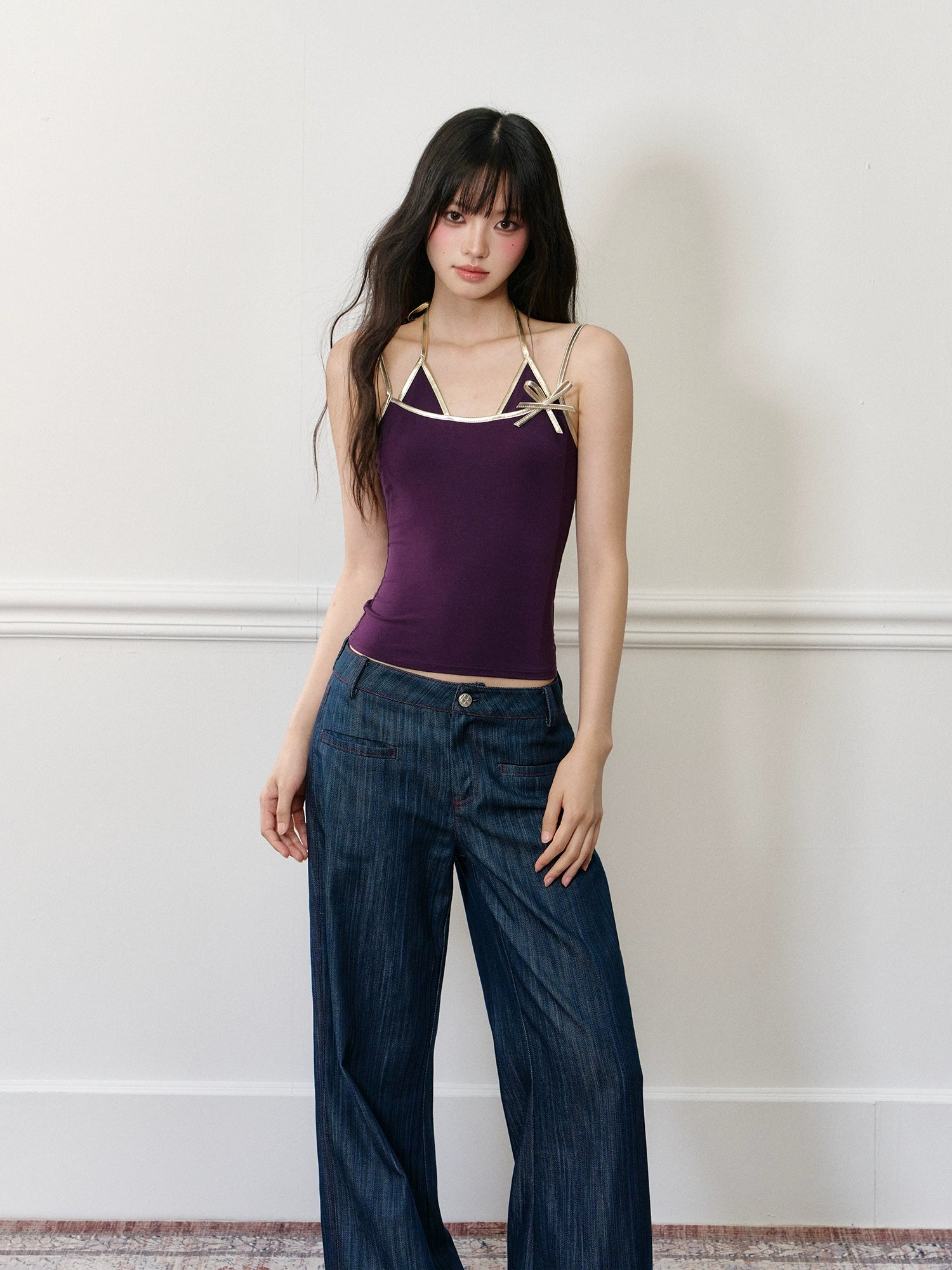 Two-tone Retro Halter Top - CHINASQUAD