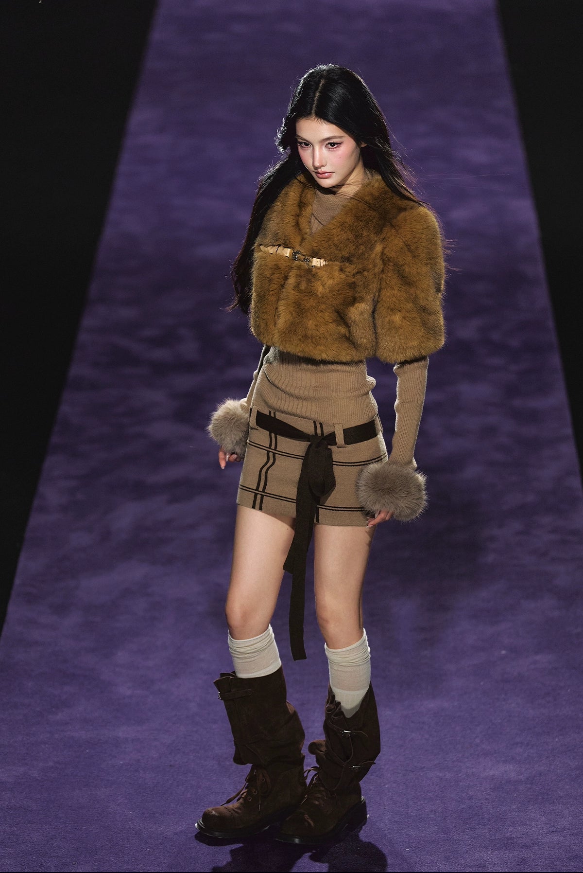 Maillard Faux Fur Cropped Cape