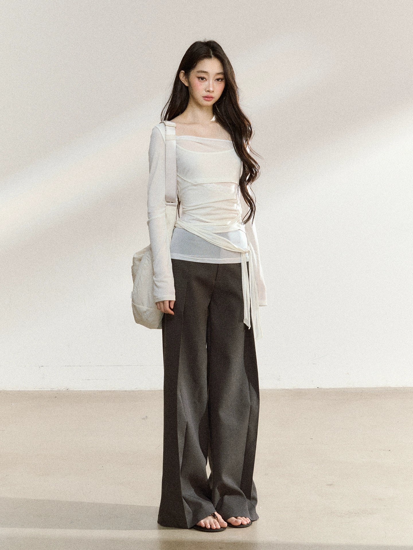 Layered Mesh-Knit Asymmetric Slim-Fit T-Shirt - CHINASQUAD