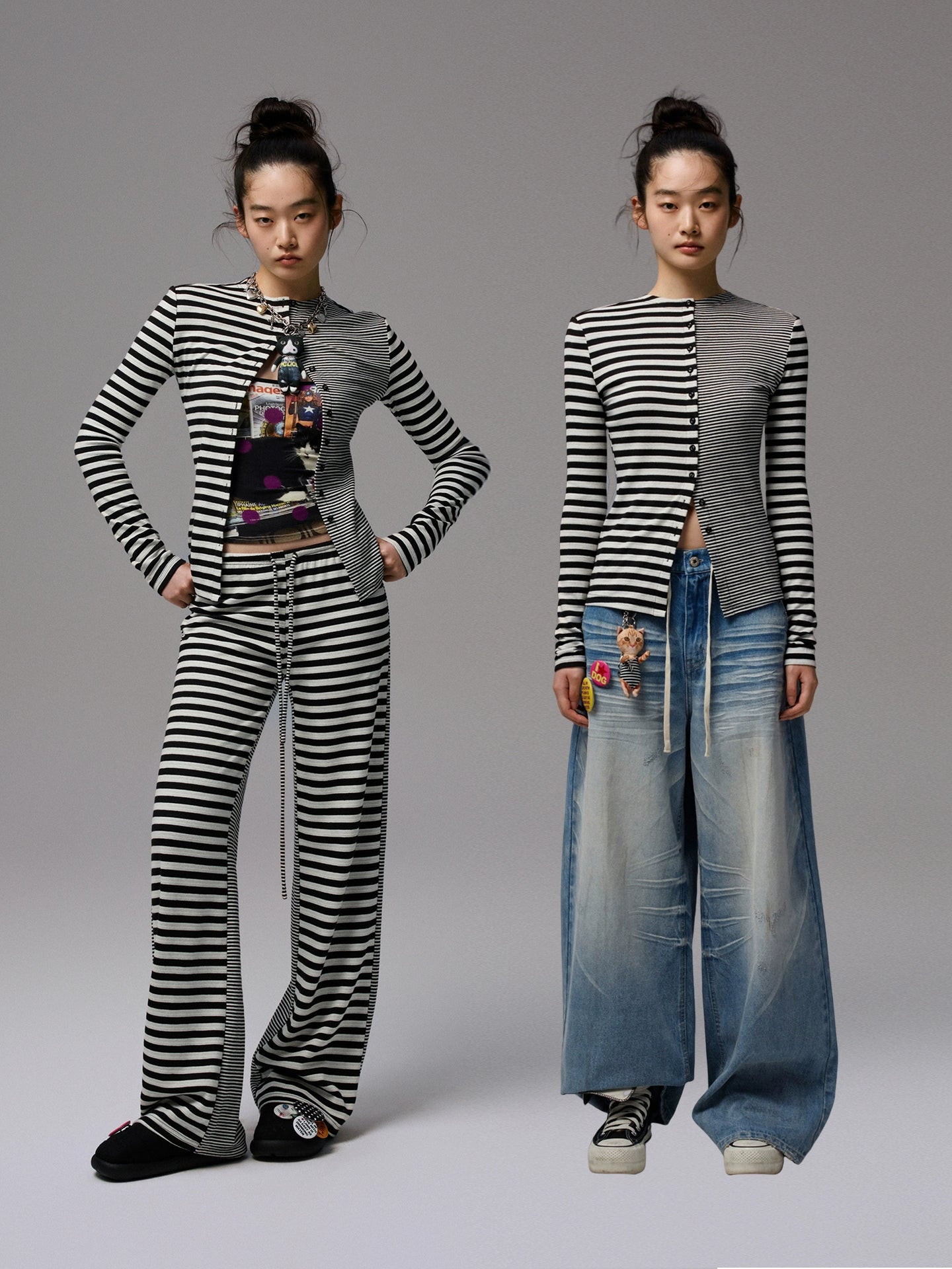Reversible Striped Cardigan & Pants Set - CHINASQUAD