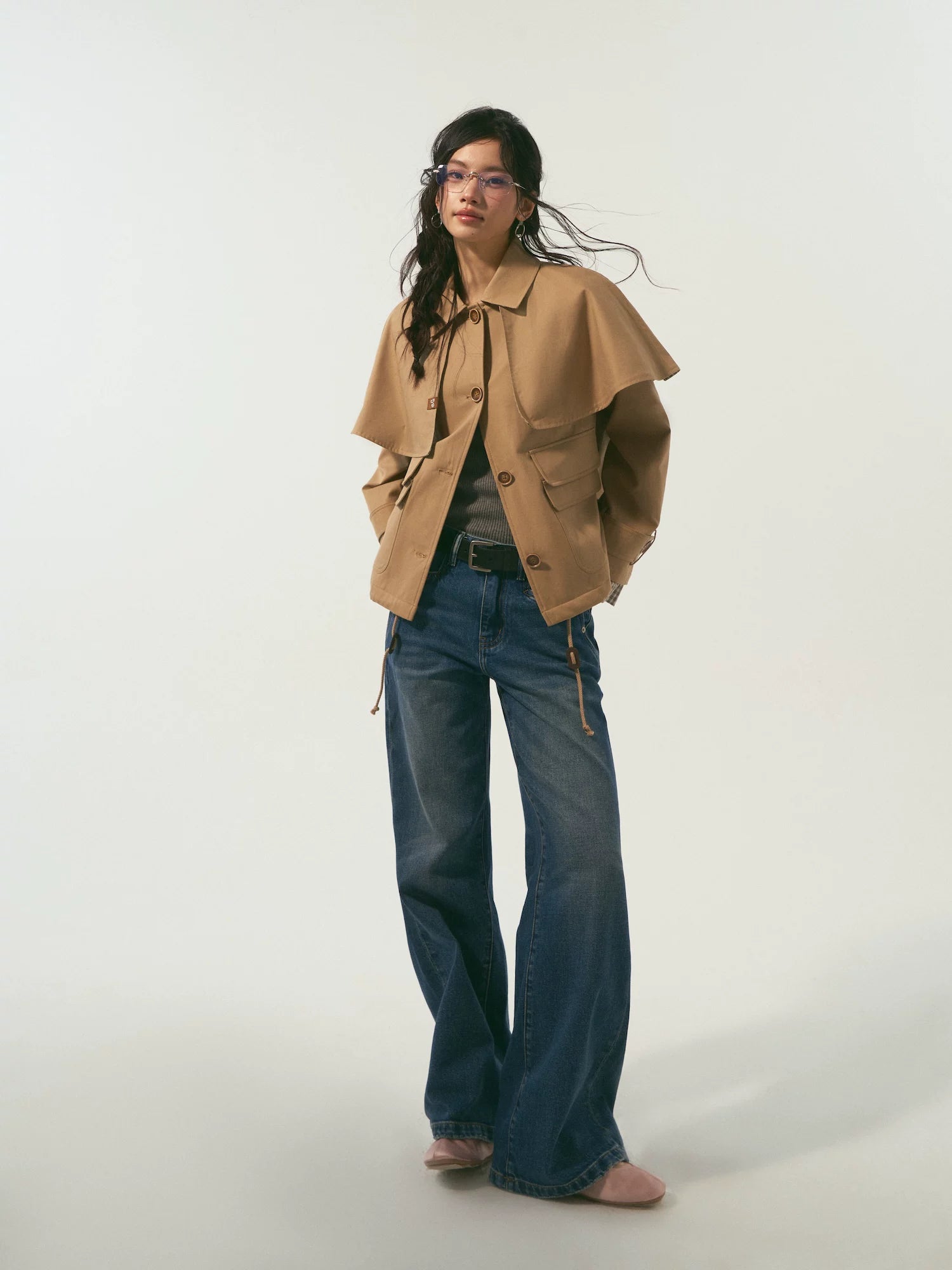 Detachable Cape Quilted Padded Jacket