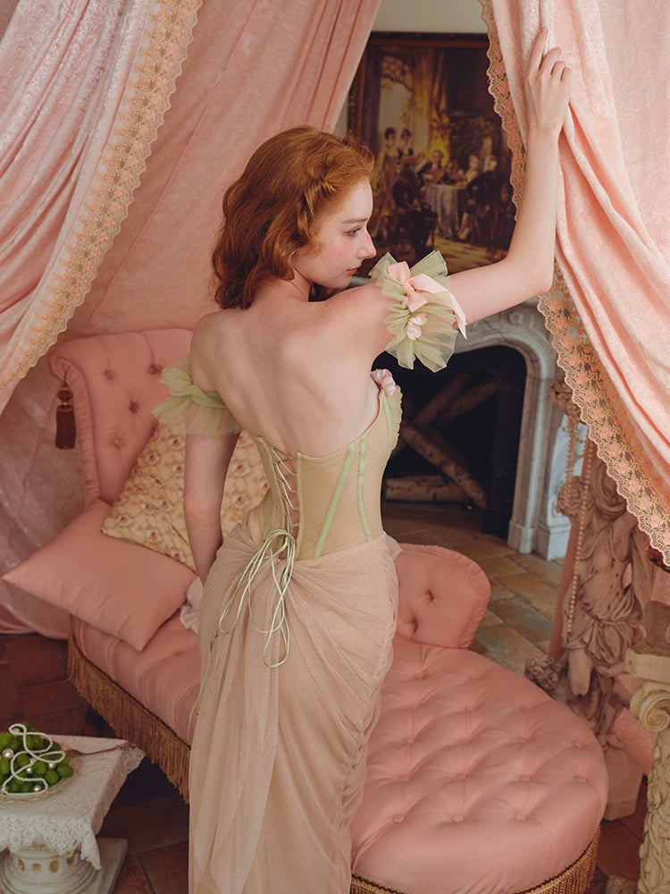 French Gentle Corset Strapless Gown Dress