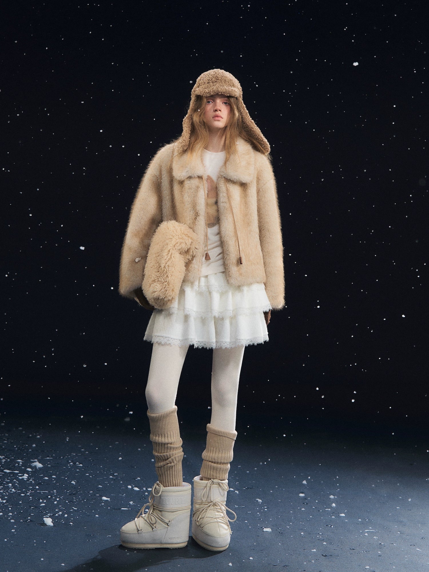 Tie-Waist Fuzzy Lapel Jacket