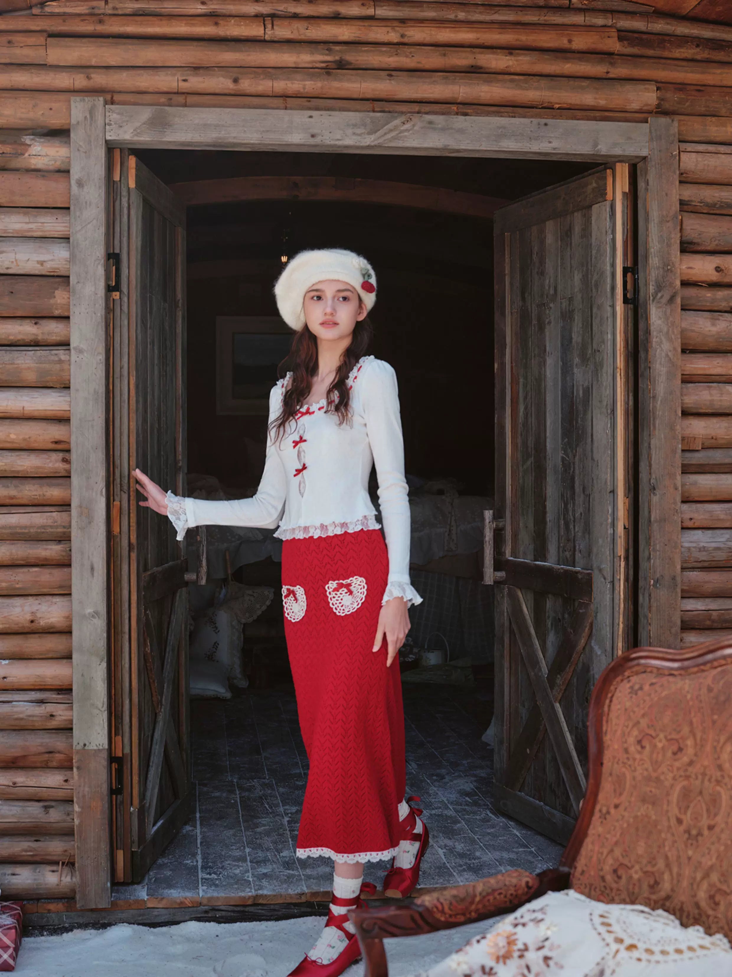 French Sweet Knit Long-Sleeve Base Crewneck