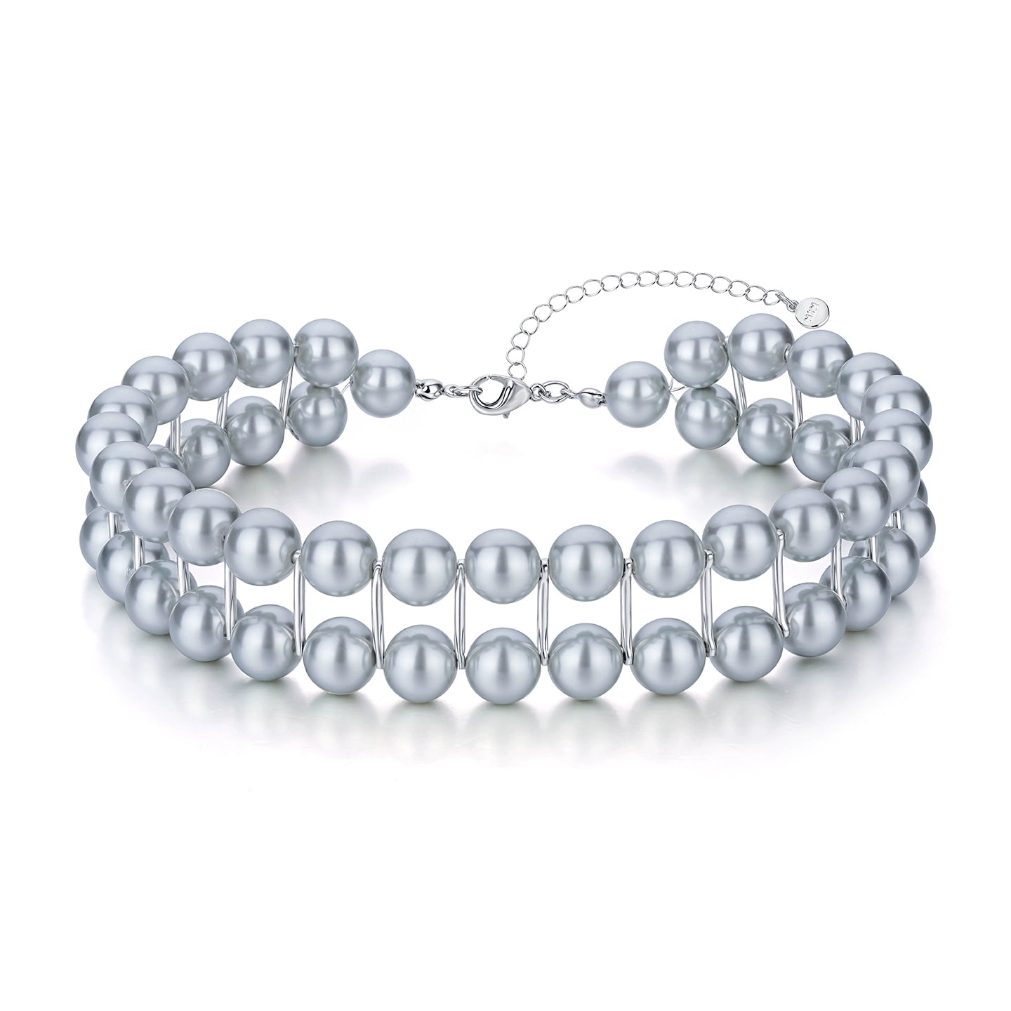 Silver-Tone Layered Vintage Pearl Choker