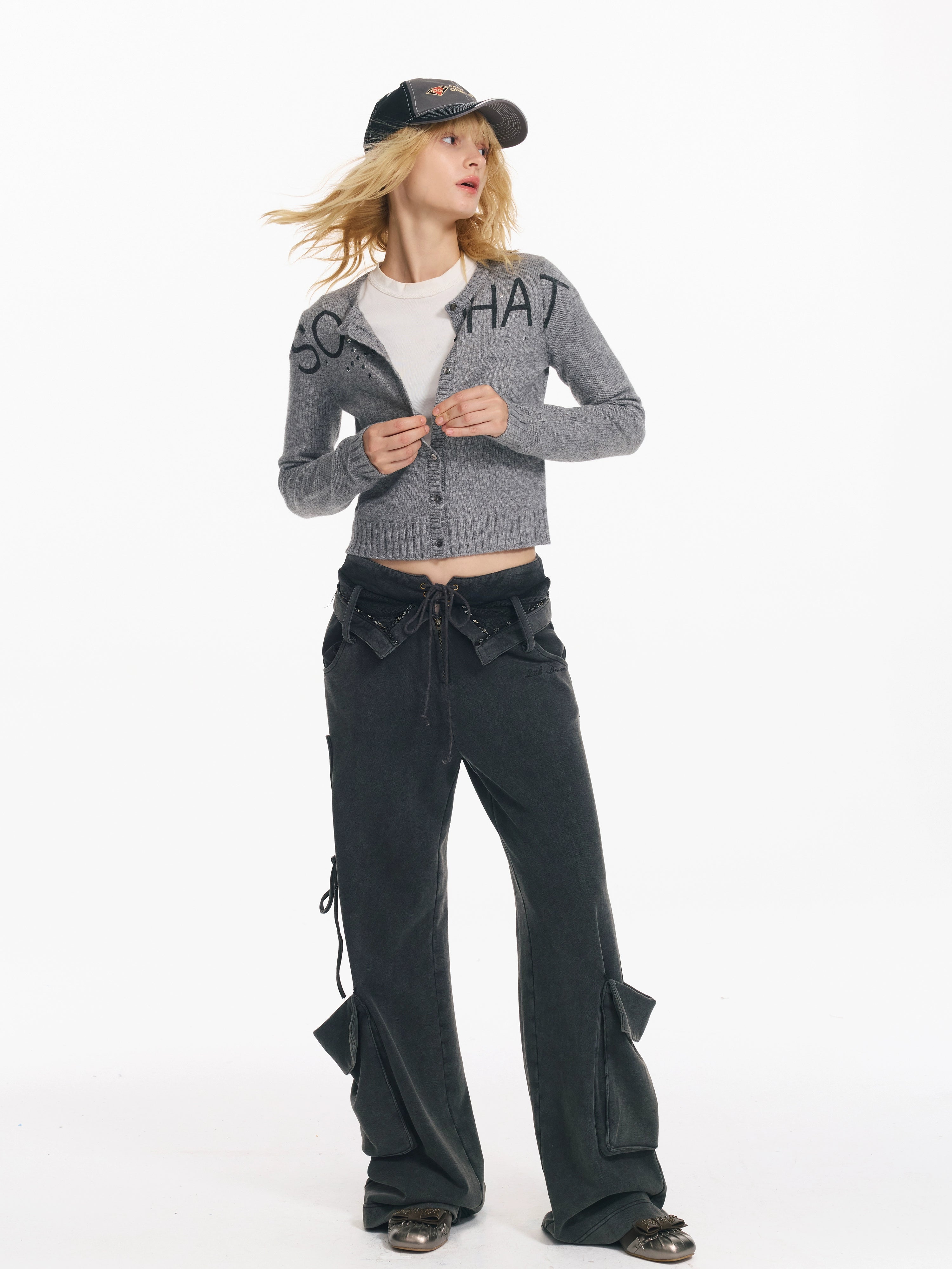 Soft Wool Punk Letter Knit Cardigan