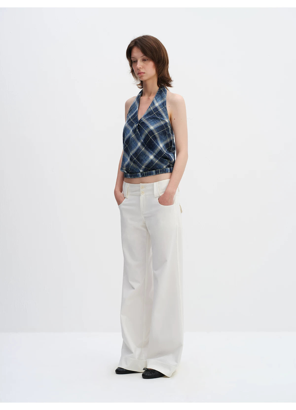 Low-Rise Wide-Leg Tailored Trousers
