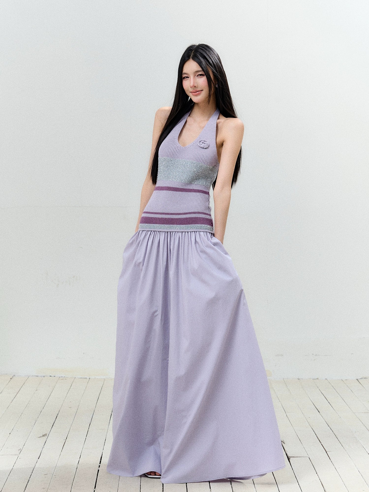 V-Neck Halter Backless Dress - CHINASQUAD