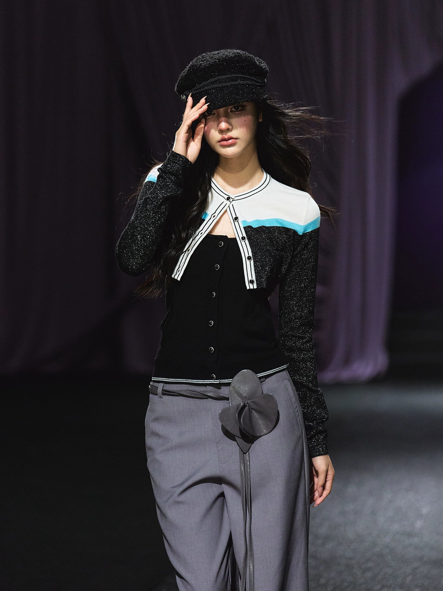 Sparkle Contrast Trim Knit Two-Piece Set - CHINASQUAD