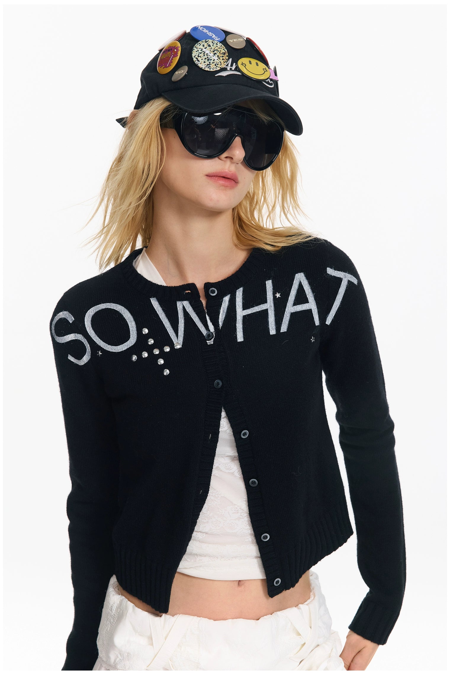 Soft Wool Punk Letter Knit Cardigan