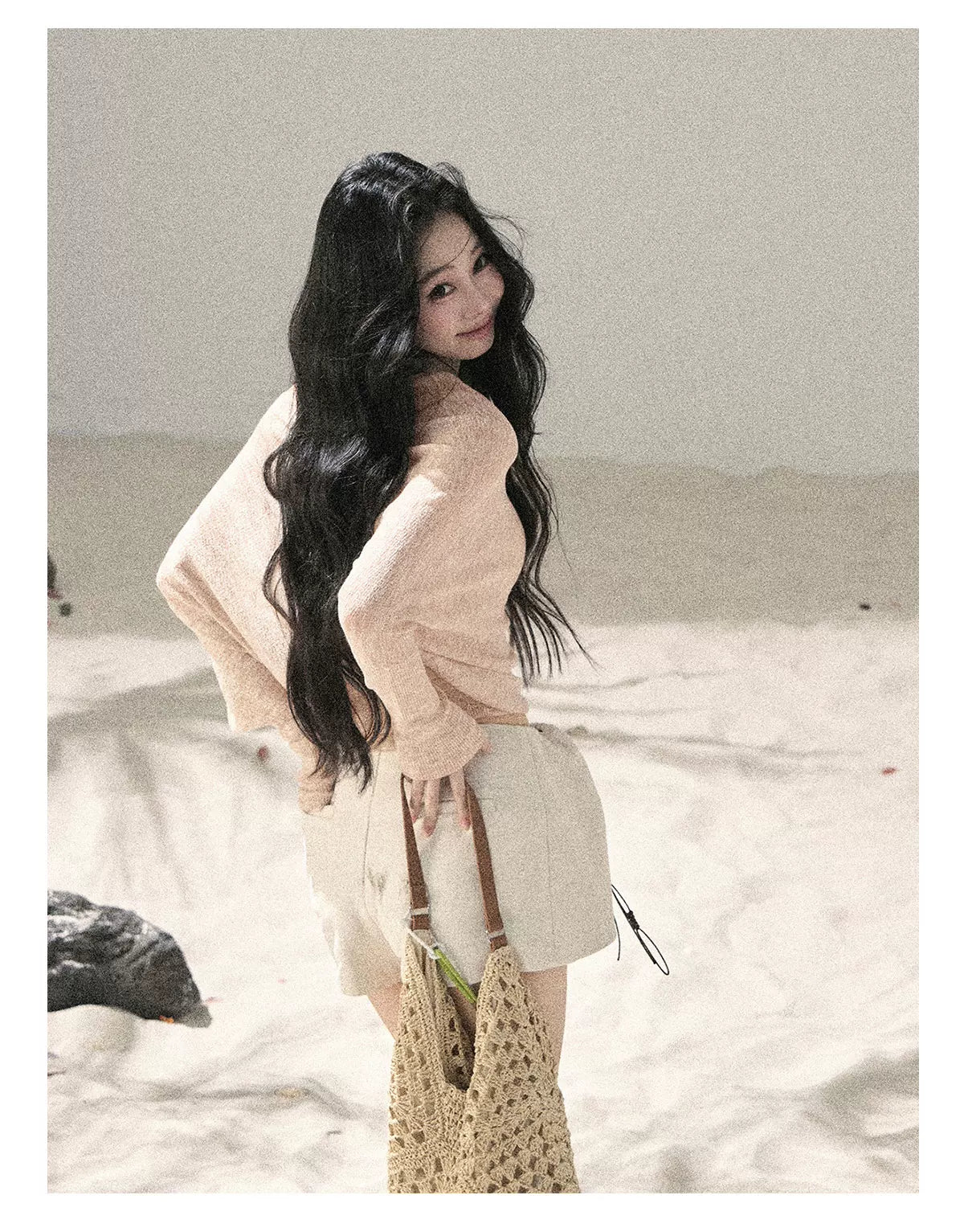 Sheer Off-Shoulder Sun Protection Knit Top Set