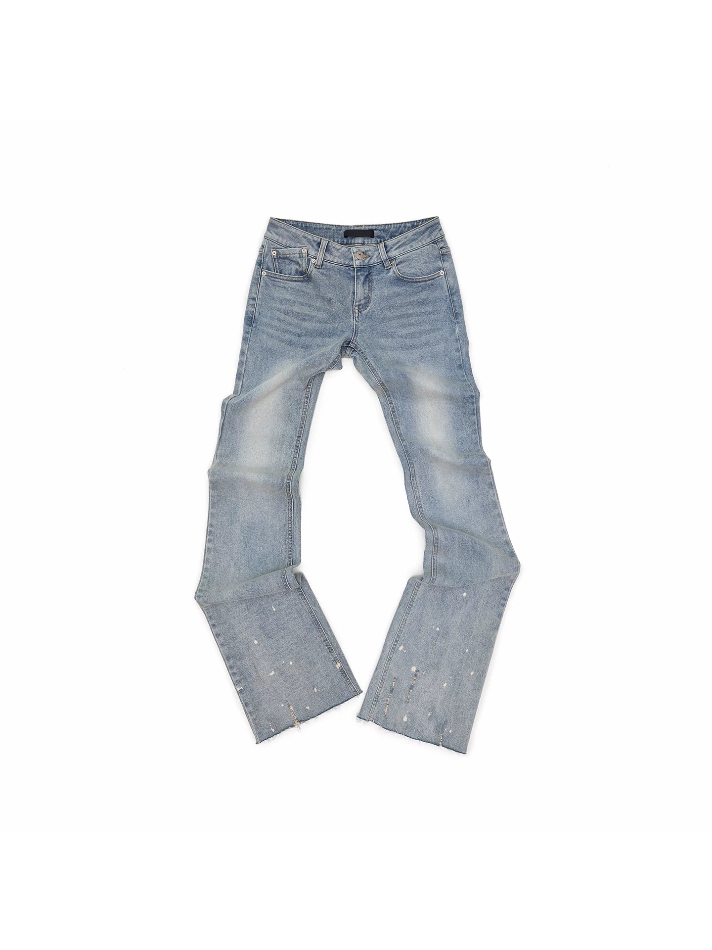 Vintage Ink-Splatter Embroidered Low-Rise Flared Jeans 1Jinn Studio