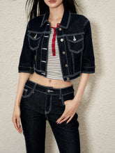 Color-Contrast Denim Jacket & Pants Set - CHINASQUAD