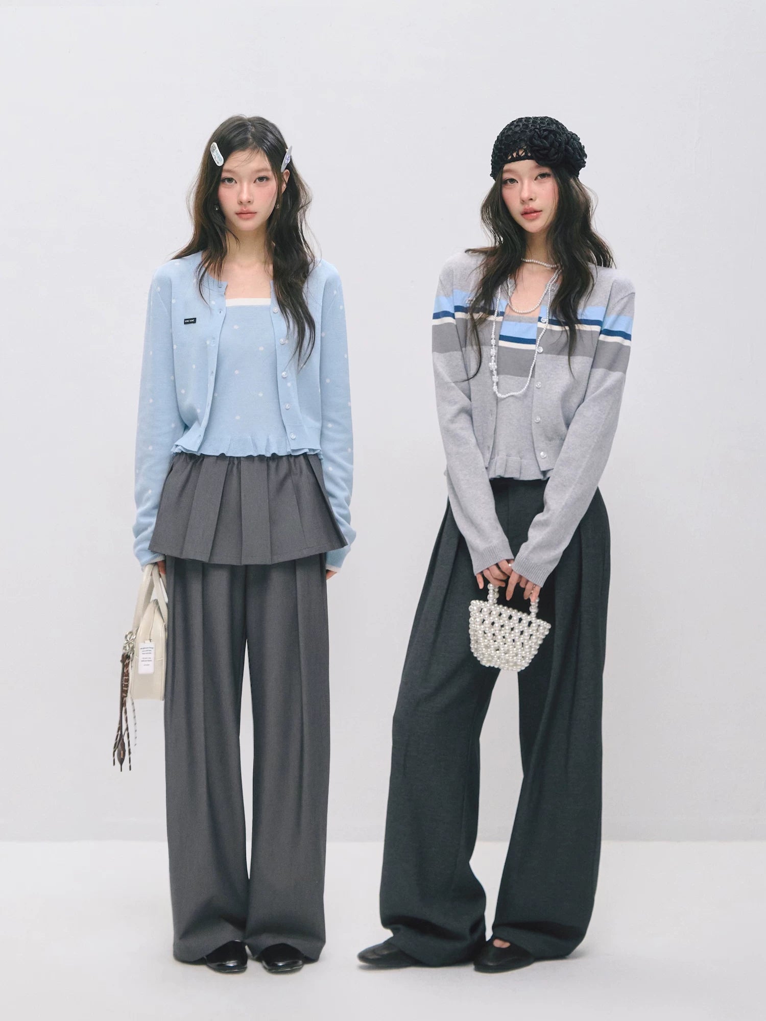 Ruffle Trim Bandeau & Cardigan Knit Set