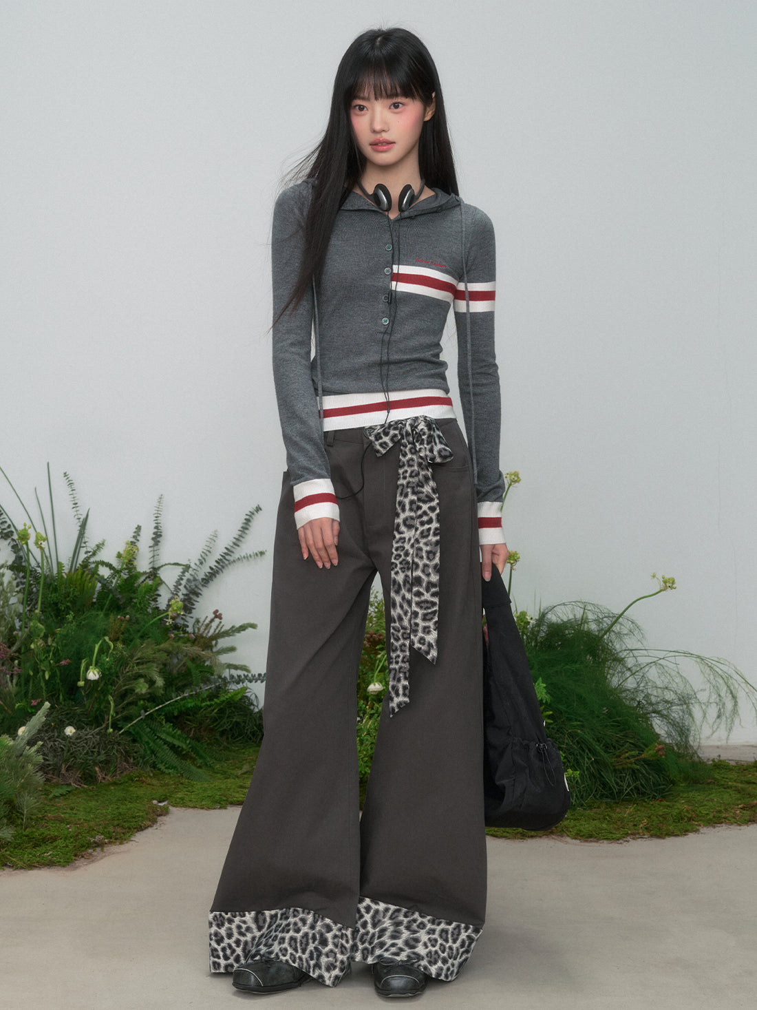 Color Block Striped Hooded Knitted T-shirt  - CHINASQUAD