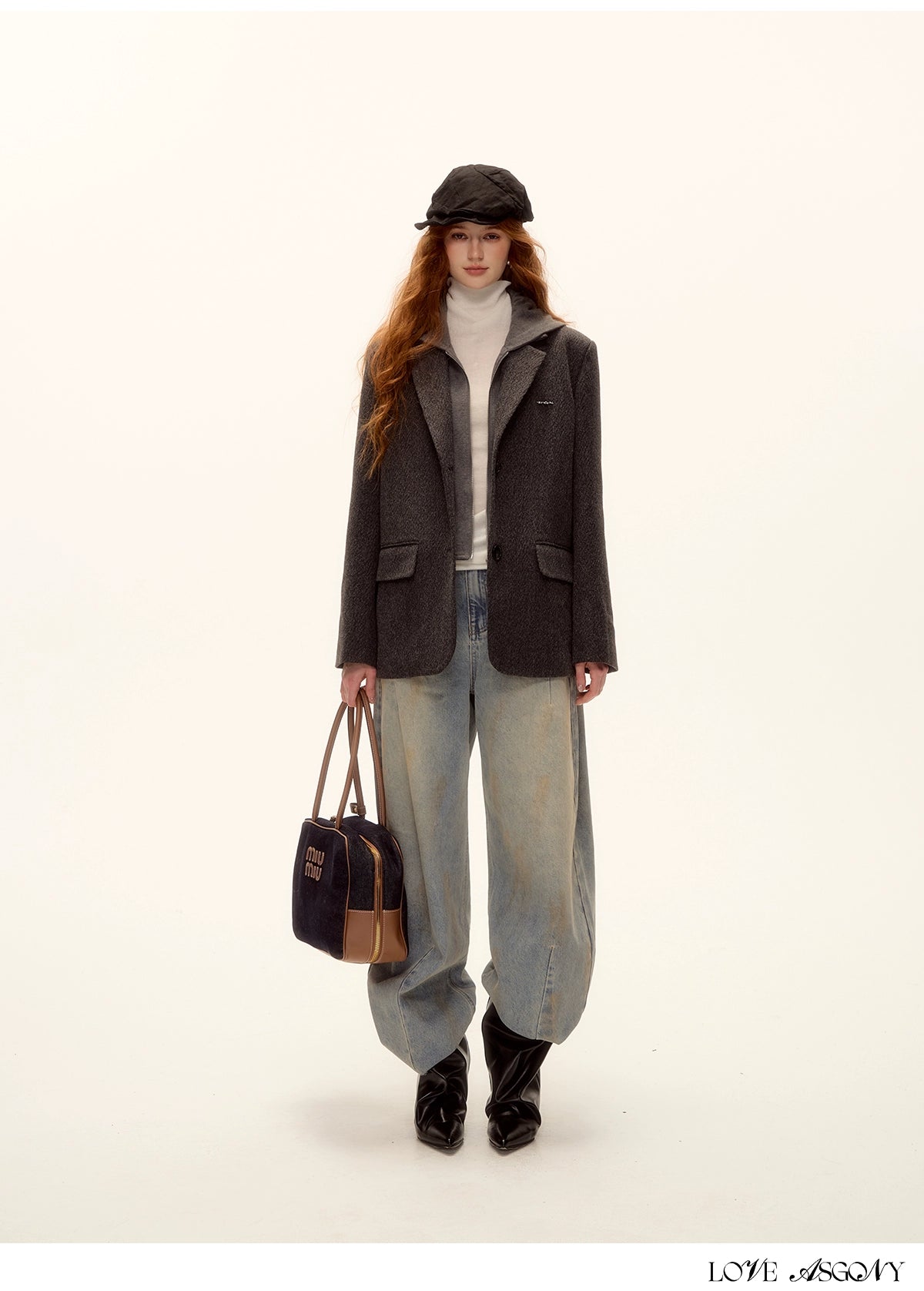 Vintage Washed Distressed Wide-Leg Denim Pants