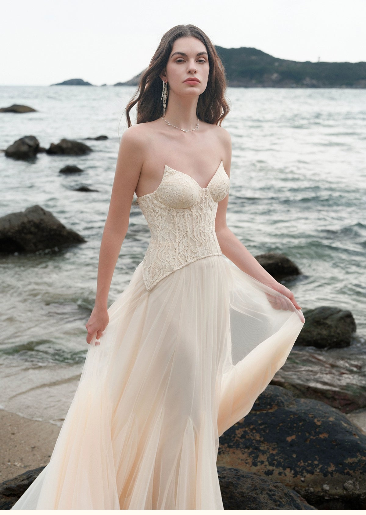 Heavy Lace Corset Mesh Maxi Dress - CHINASQUAD