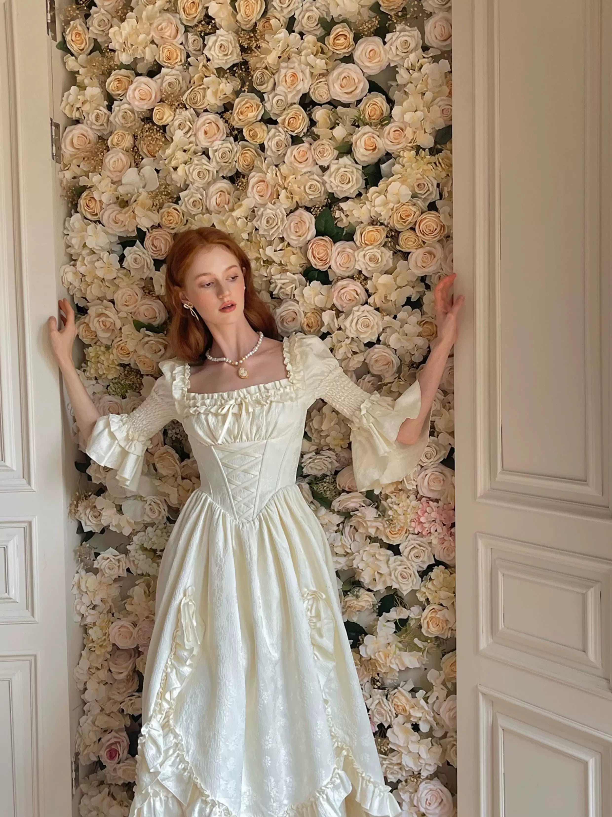 Vintage Court-Style Dress & Waist Belt Set