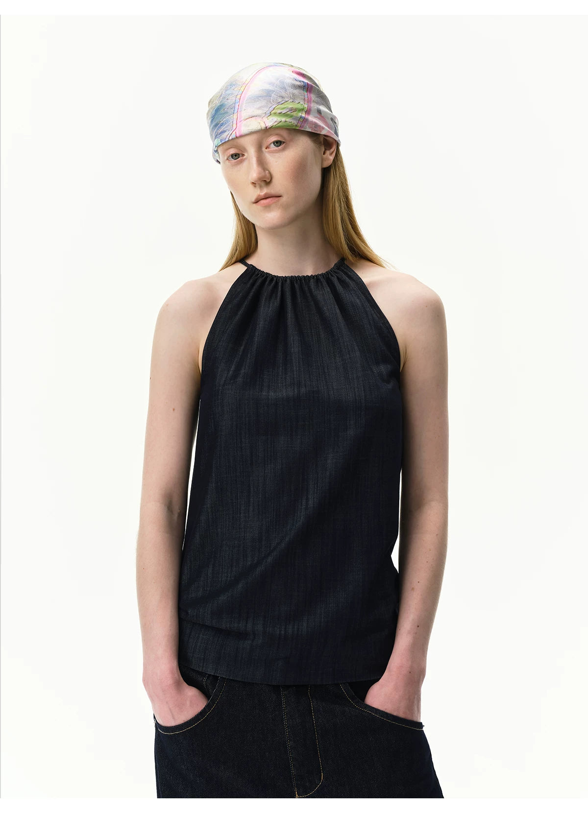Lyocell Textured Sleeveless Top