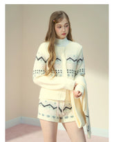 Fair Isle Knit Cardigan & Shorts & Scarf - CHINASQUAD