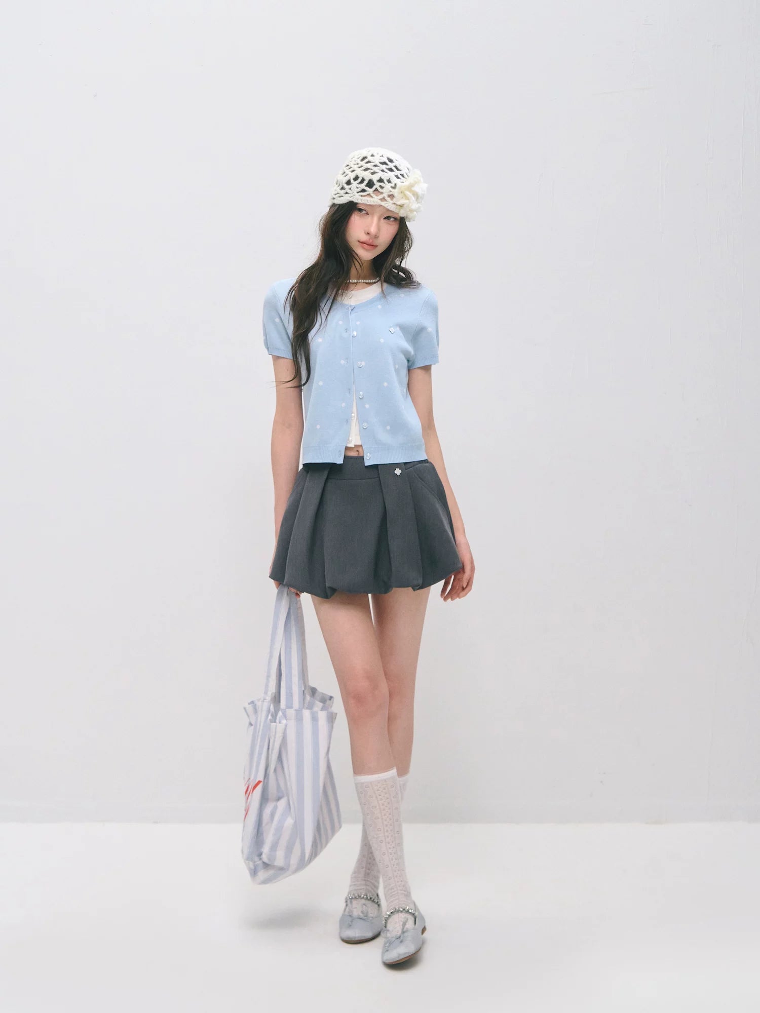 Preppy Pleated Bubble Mini Skirt
