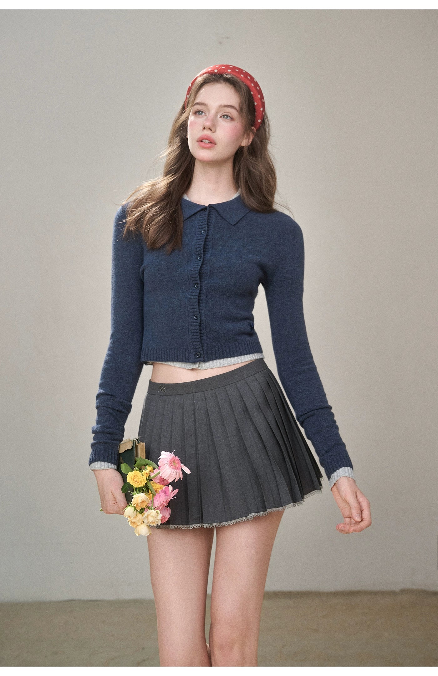 Mist-Grey Pleated Skirt