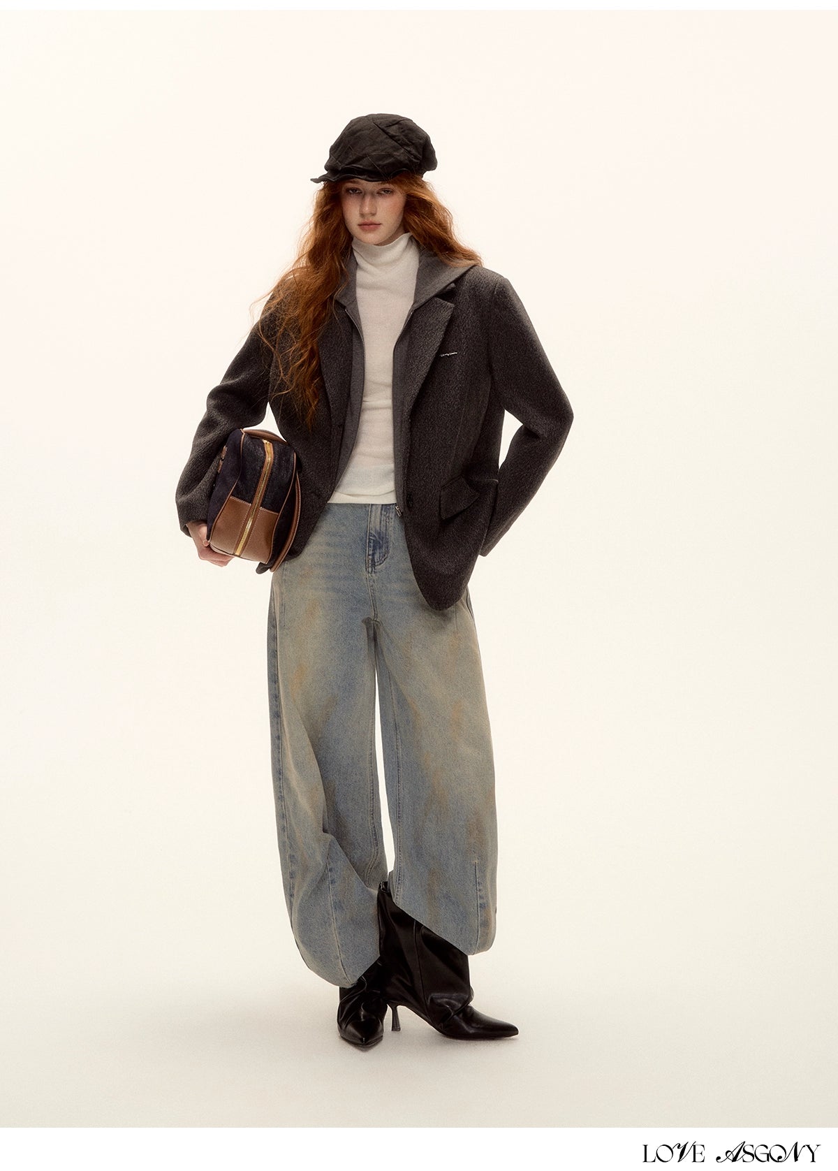 Grey Layered Wool-Blend Hoodie Blazer