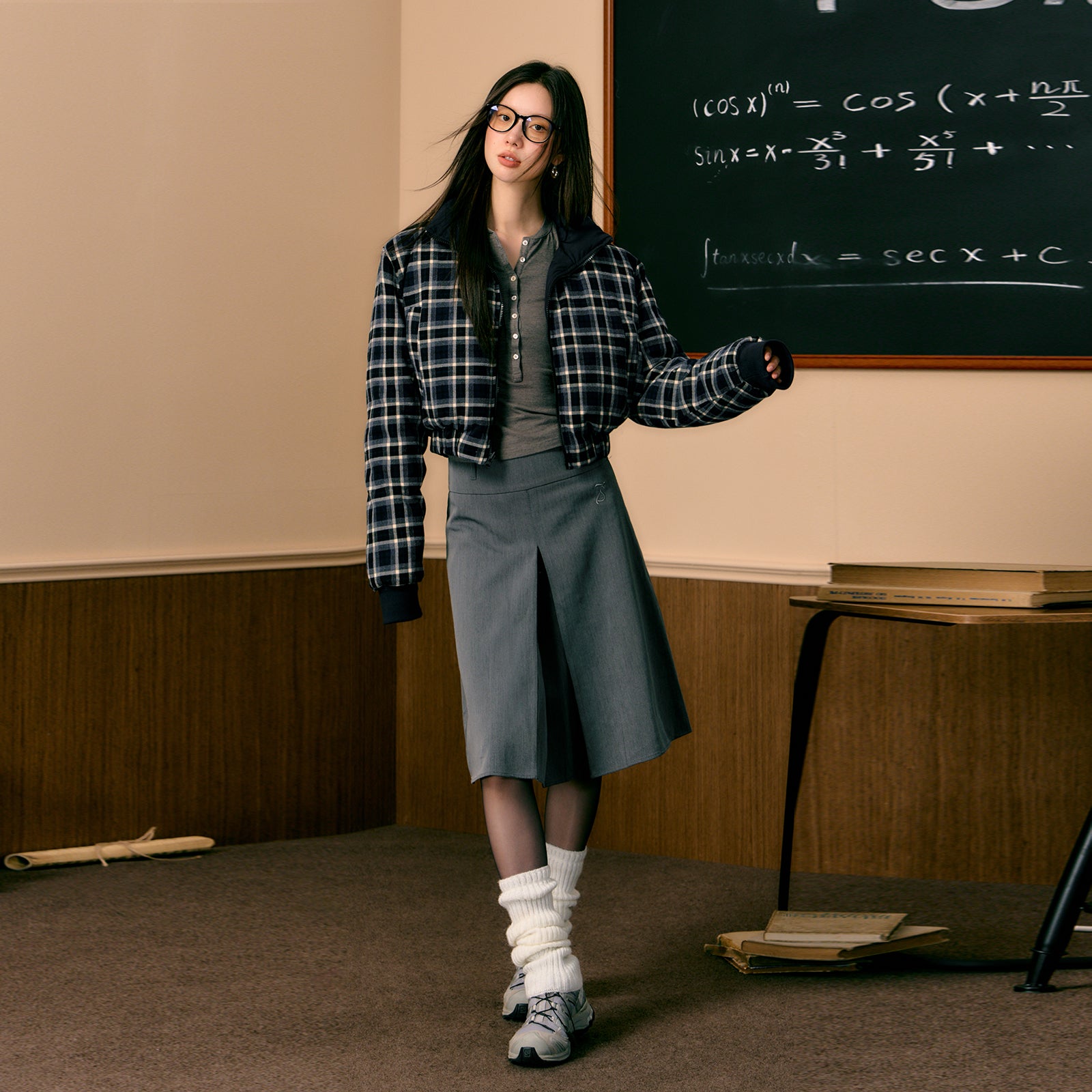 Blue Plaid Reversible Coat - CHINASQUAD