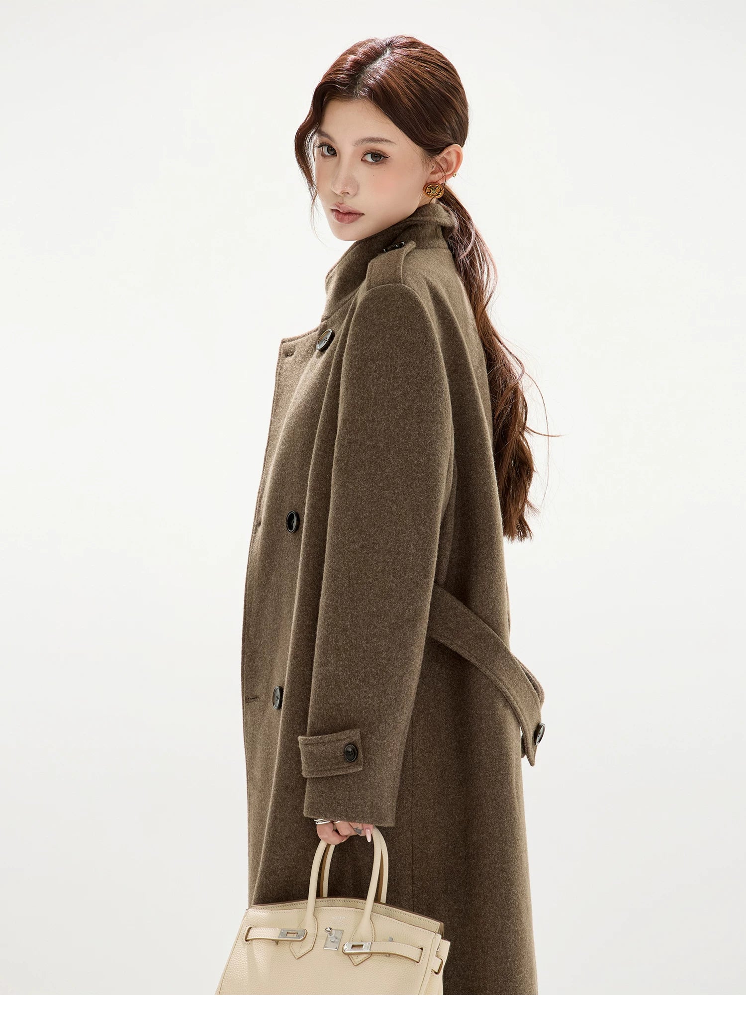 Statement Wide-Shoulder Wool-Blend Overcoat