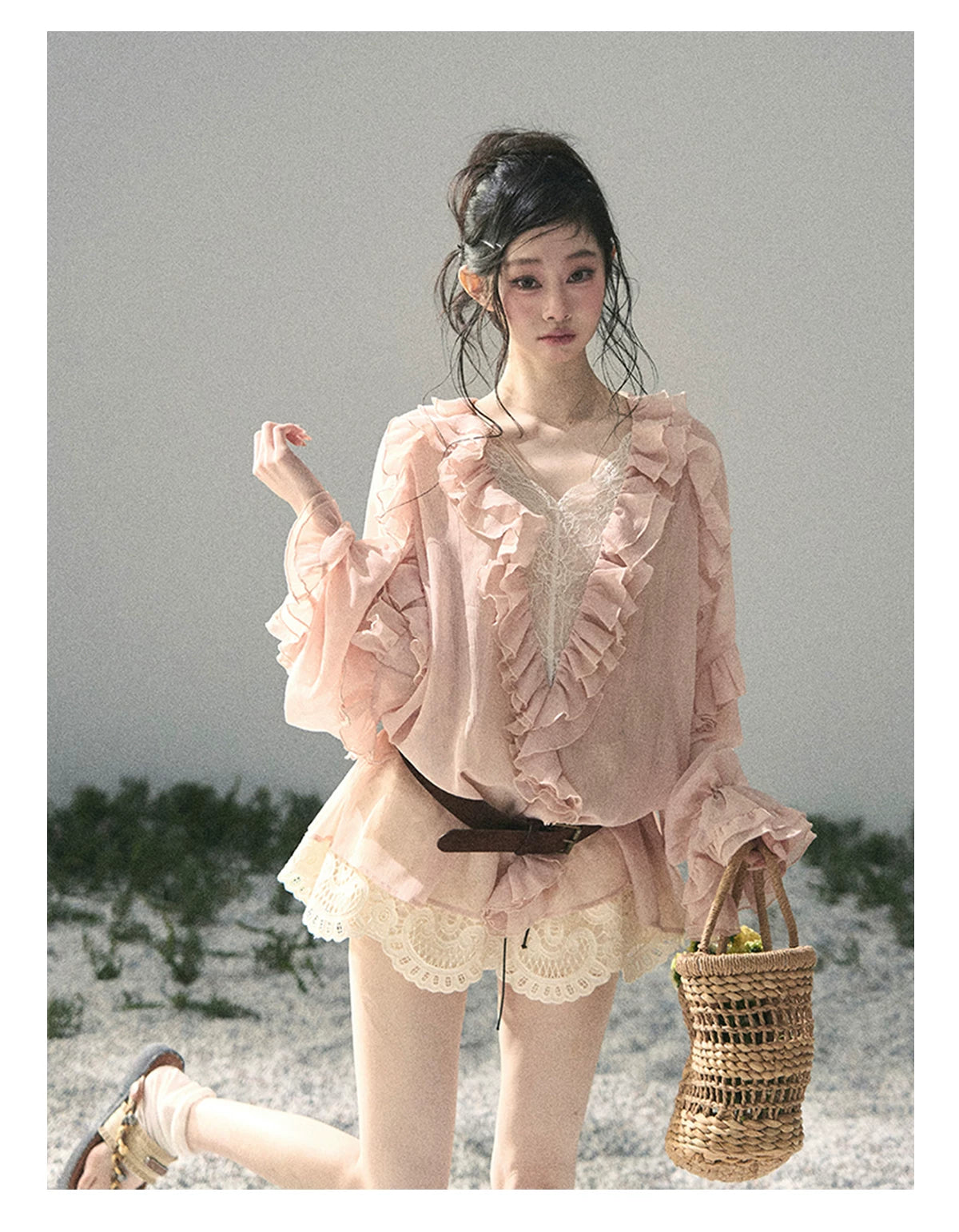 “Lost in Your Embrace” French Floral Cutwork Bubble Mini Skirt
