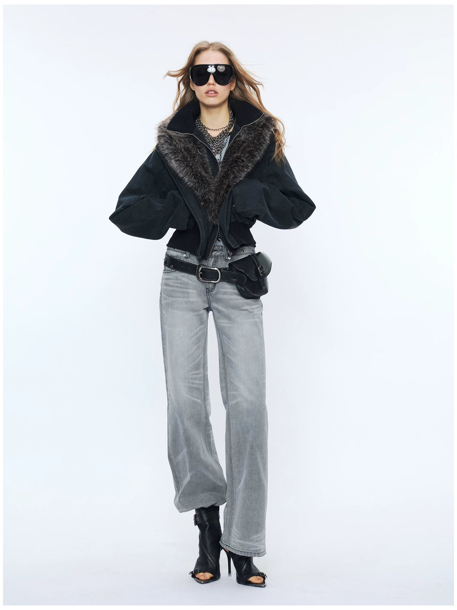 Straight-Leg Washed Denim Jeans