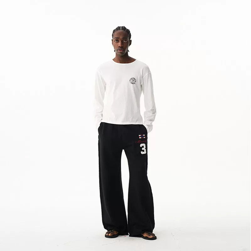 Multi-Color Embroidered Raw-Edge Sweatpants