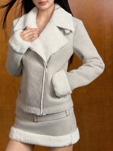 Faux Fur Slim-Fit Jacket & Skirt Set - CHINASQUAD