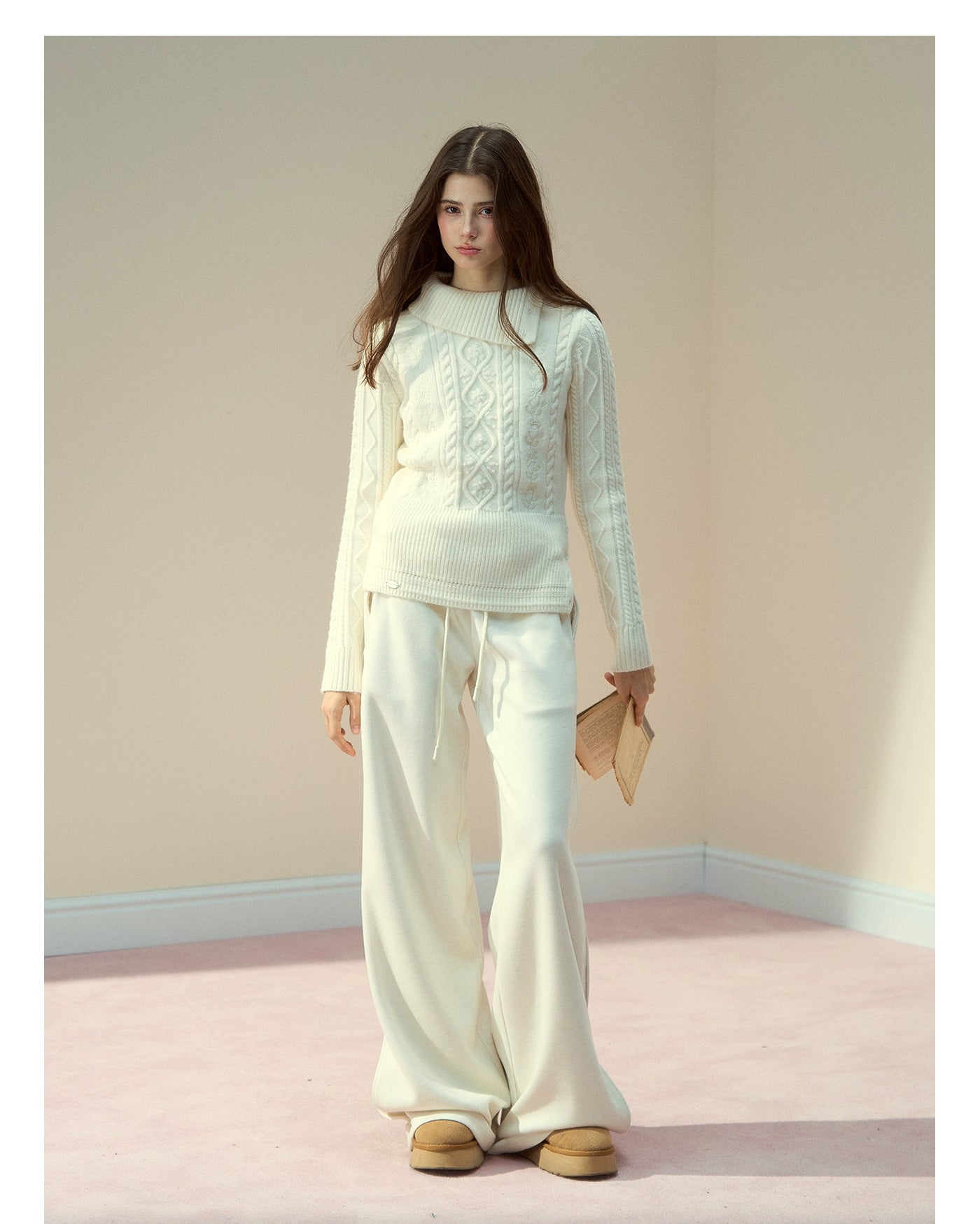 Winter Whisper Cable Knit Turtleneck Sweater - CHINASQUAD