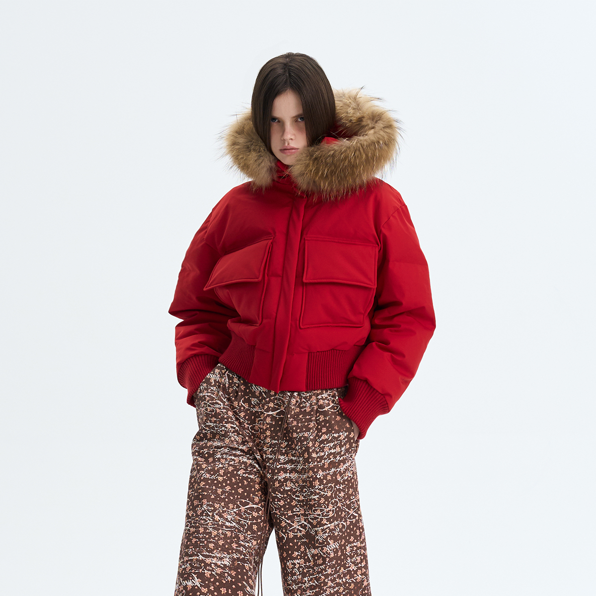 Vintage Printed Short Down Jacket